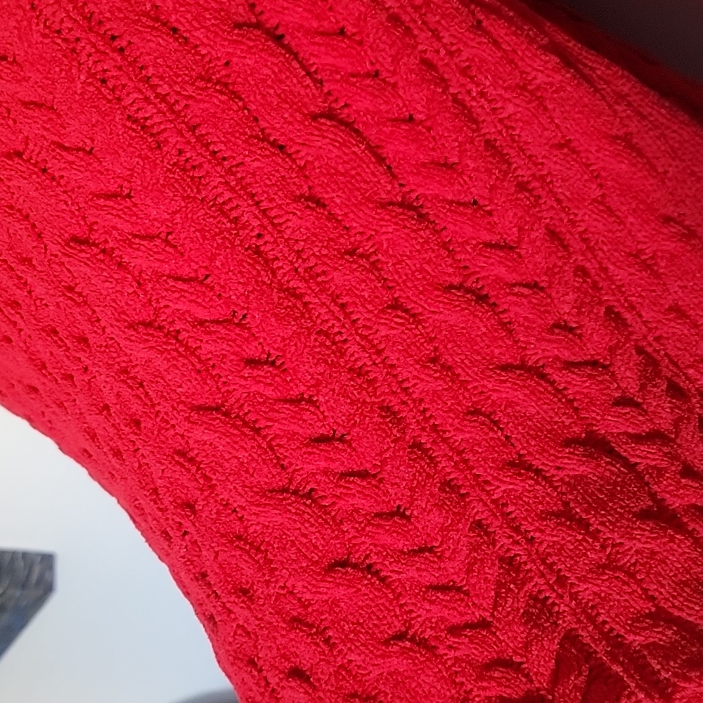 J. JILL red cable knit sweater size large - Picture 6 of 6